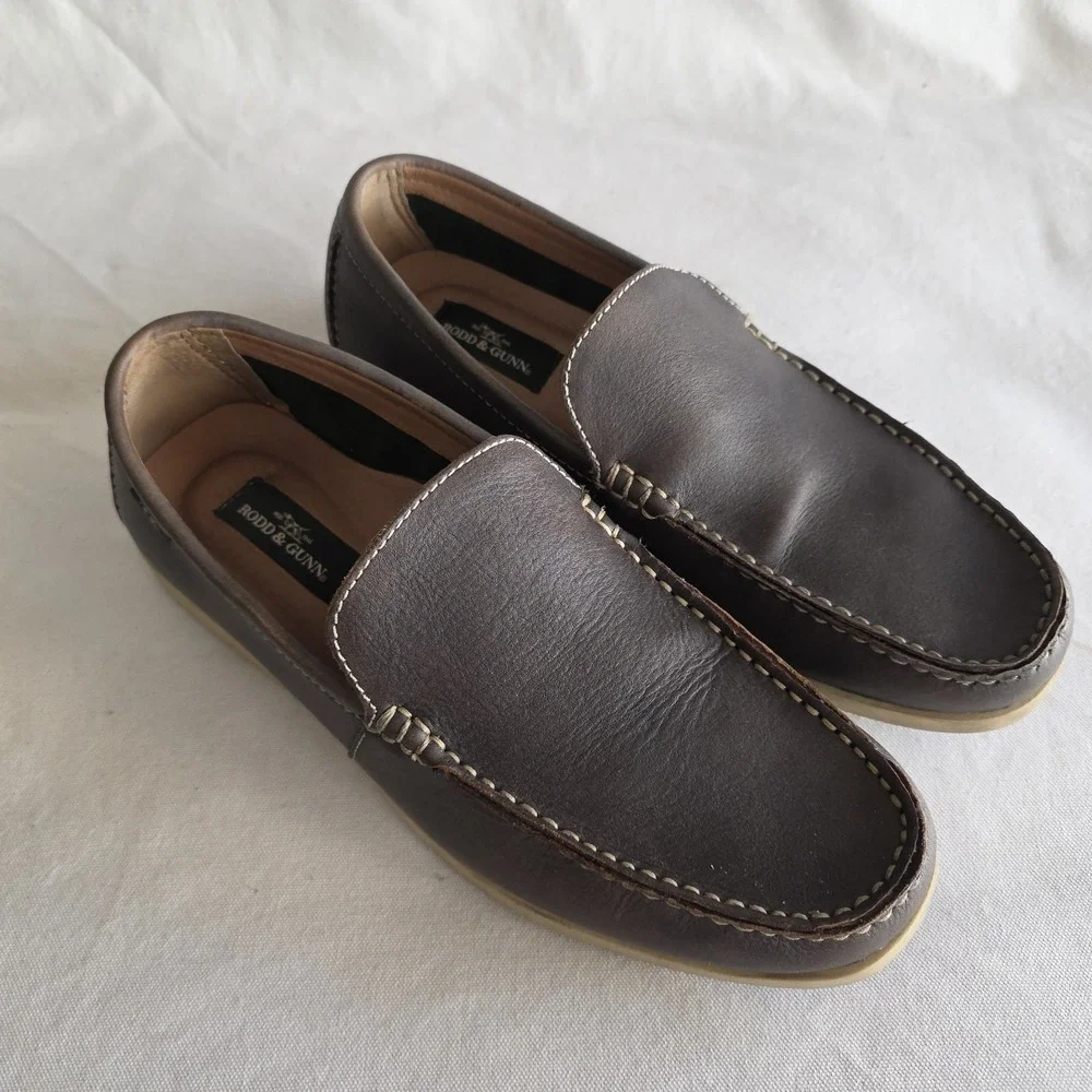 Rodd‎ & Gunn Leather Moc Toe Venetian Loafers In Brown Taupe Size 42 EU 9 US